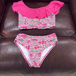 Betsey Johnson Pink and Green Bikini with Ruffles